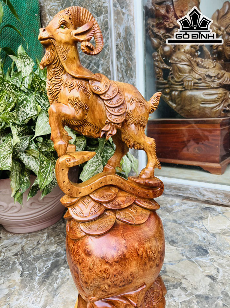 Tượng Nhất Dương Gỗ Nu Hương Cao 60 Ngang 22 Sâu 21 (cm)