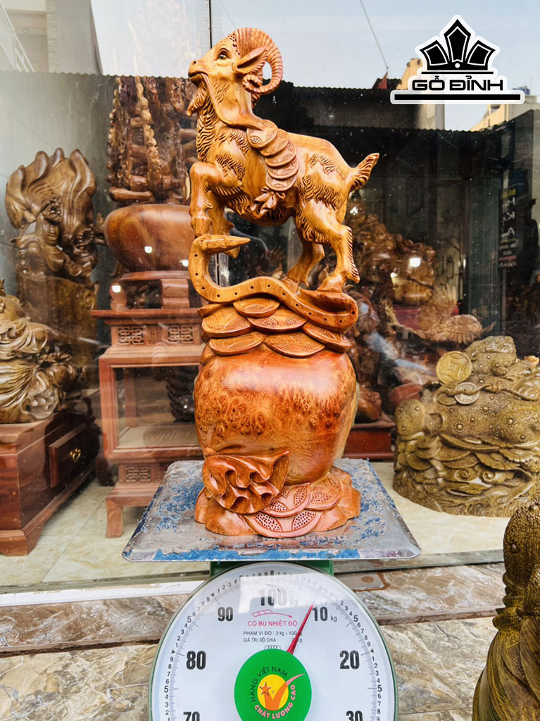 Tượng Nhất Dương Gỗ Nu Hương Cao 60 Ngang 22 Sâu 21 (cm)