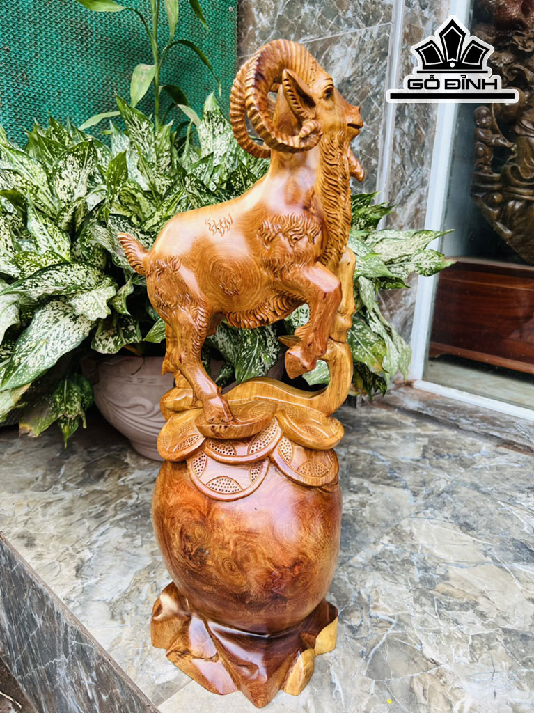 Tượng Nhất Dương Gỗ Nu Hương Cao 60 Ngang 22 Sâu 21 (cm)