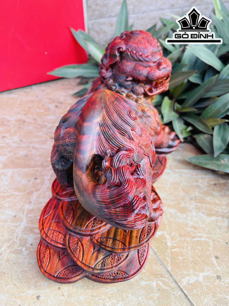 Tượng Kỳ Lân Gỗ Trắc Cao 16 Ngang 28 Sâu 14 (cm)