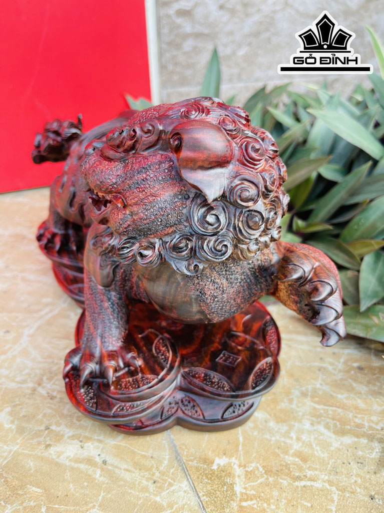 Tượng Kỳ Lân Gỗ Trắc Cao 16 Ngang 28 Sâu 14 (cm)