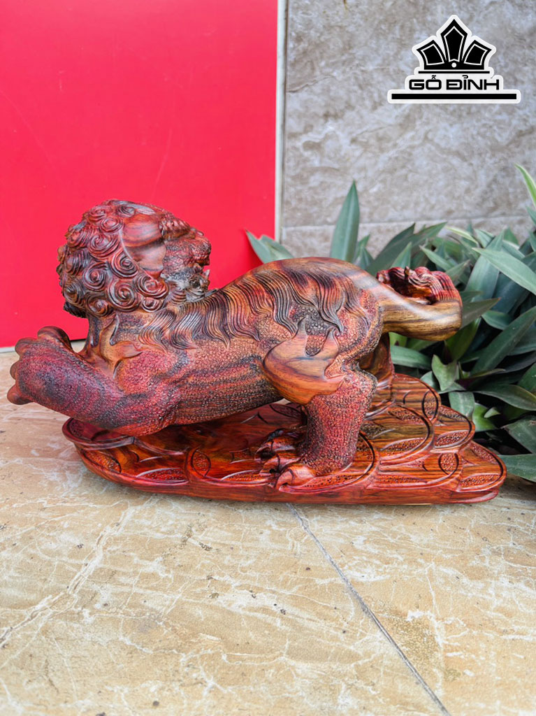 Tượng Kỳ Lân Gỗ Trắc Cao 16 Ngang 28 Sâu 14 (cm)