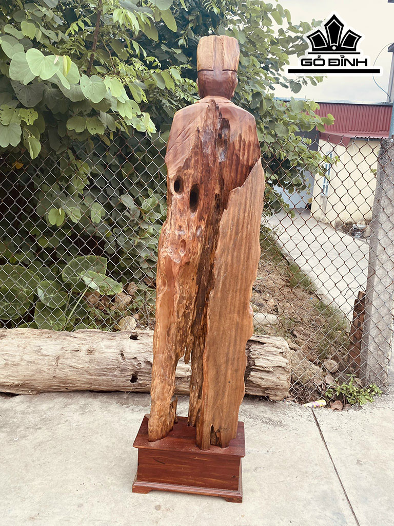 Tượng Gia Cát Lượng Gỗ Lũa Dổi Cao 162 Ngang 43 Sâu 20 (cm)