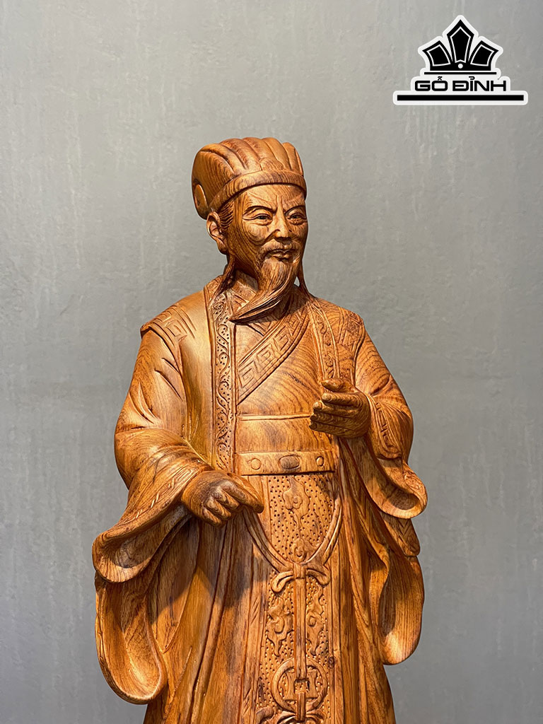 Tượng Gia Cát Lượng Gỗ Hương Cao 60 Ngang 20 Sâu 15 (cm)