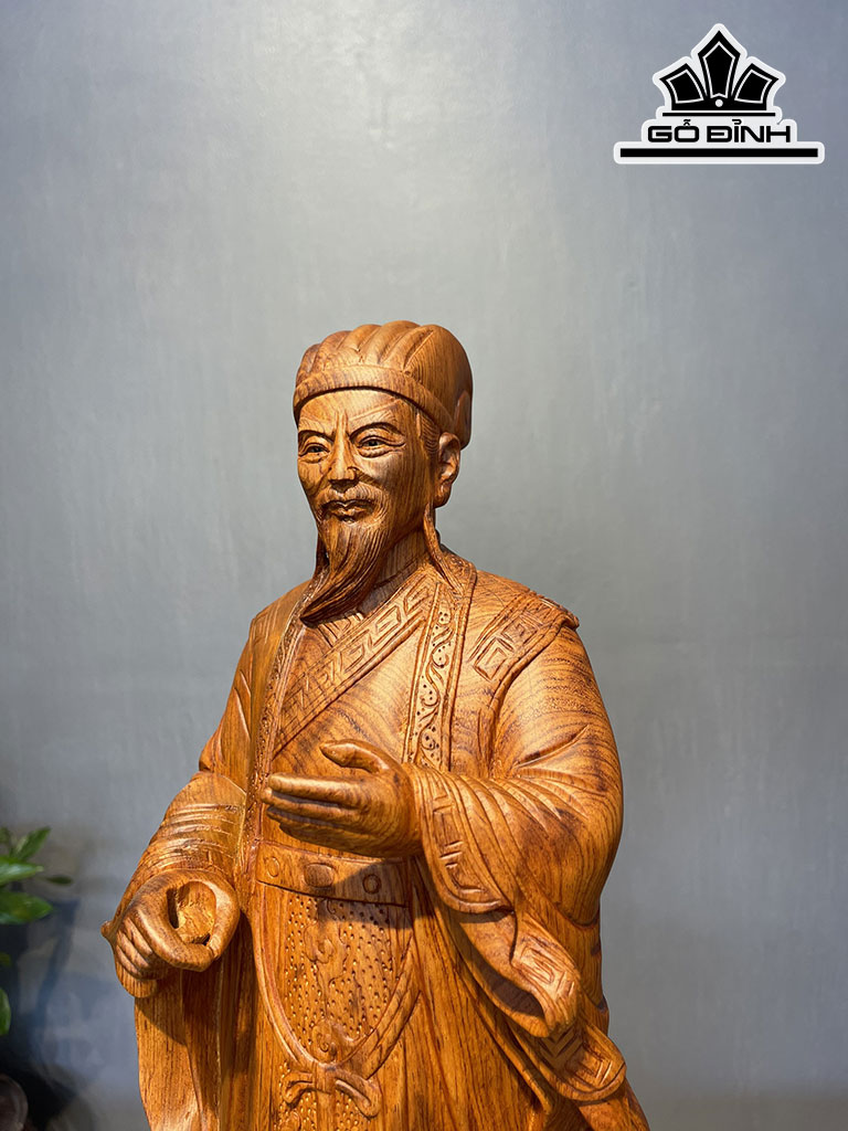Tượng Gia Cát Lượng Gỗ Hương Cao 60 Ngang 20 Sâu 15 (cm)
