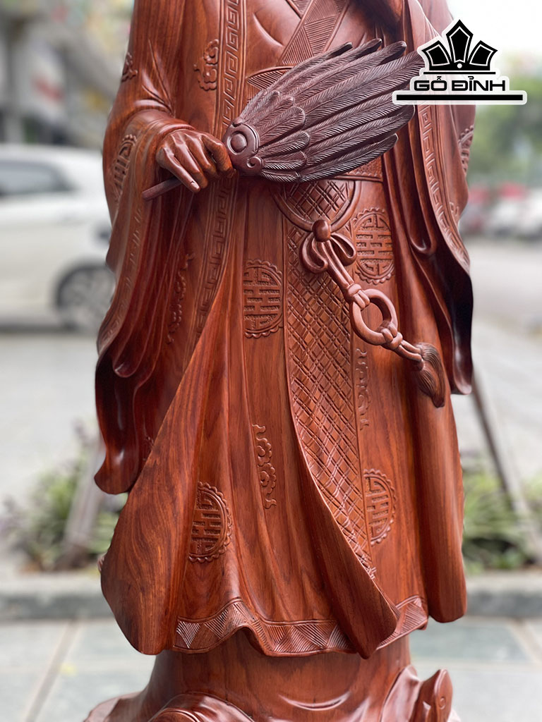 Tượng Gia Cát Lượng Gỗ Hương Cao 125 Ngang 36 Sâu 30 (cm)