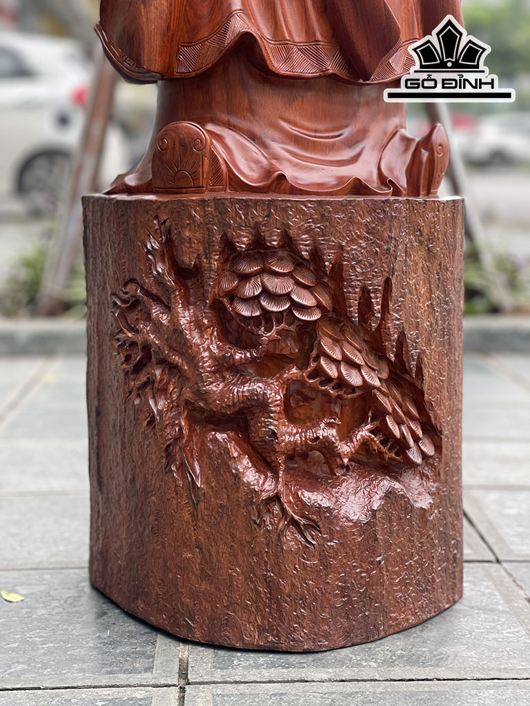 Tượng Gia Cát Lượng Gỗ Hương Cao 125 Ngang 36 Sâu 30 (cm)