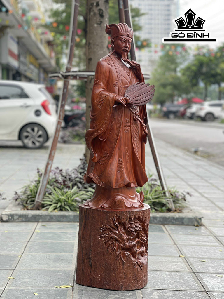 Tượng Gia Cát Lượng Gỗ Hương Cao 125 Ngang 36 Sâu 30 (cm)
