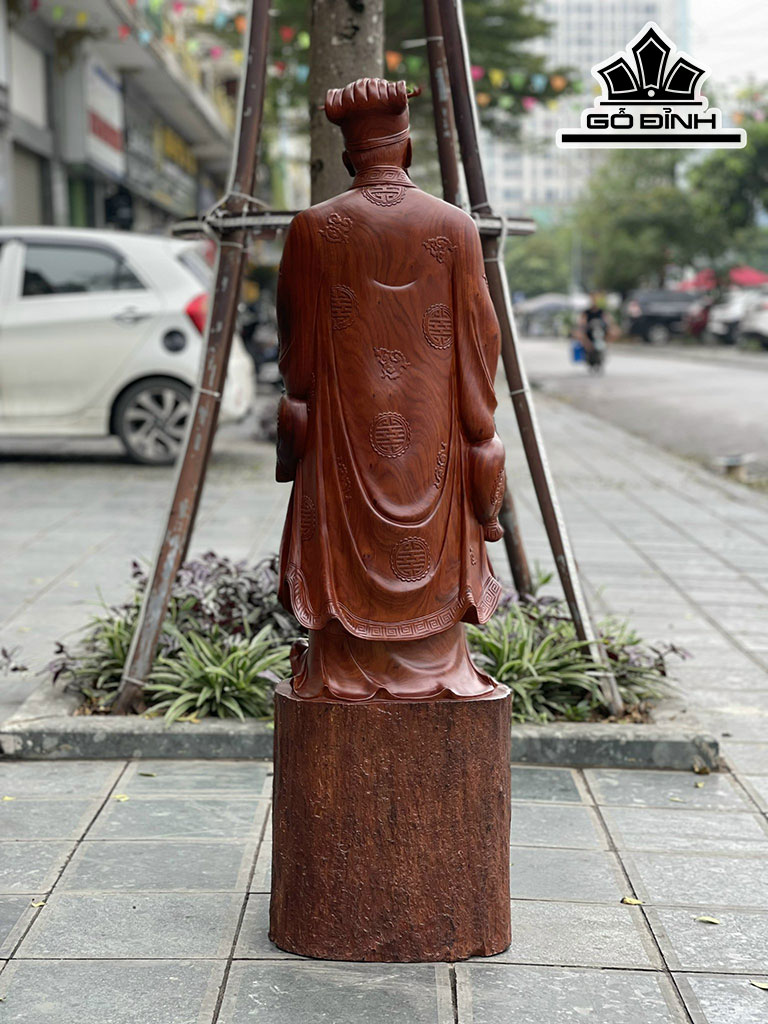 Tượng Gia Cát Lượng Gỗ Hương Cao 125 Ngang 36 Sâu 30 (cm)