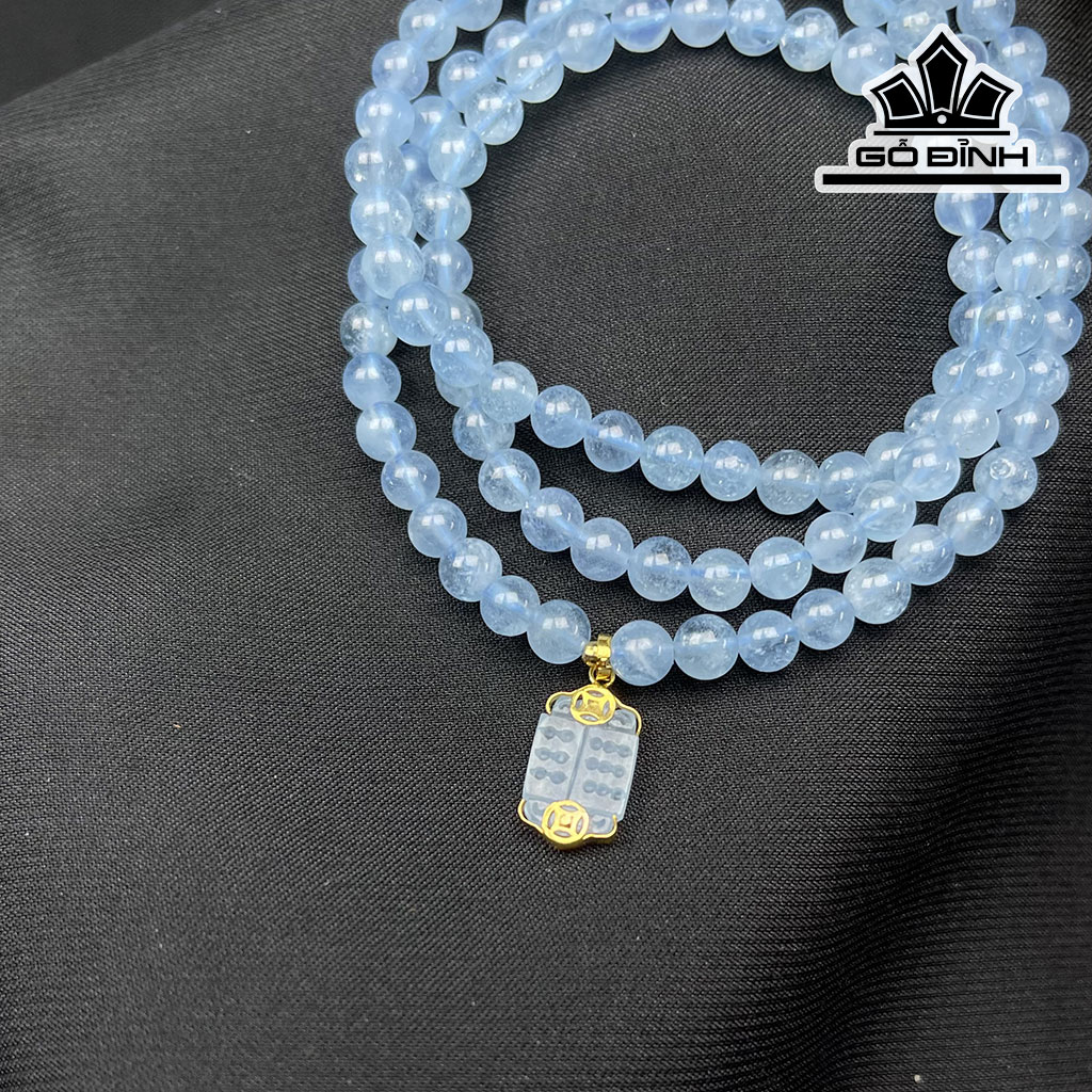 Chuỗi Đá Aquamarine Đường Kính Hạt 5,5 (mm)