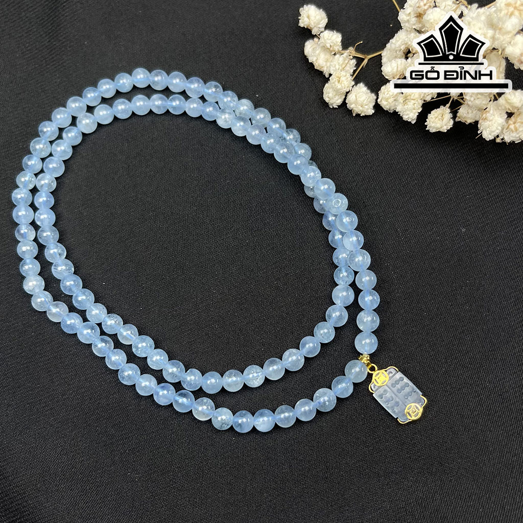 Chuỗi Đá Aquamarine Đường Kính Hạt 5,5 (mm)
