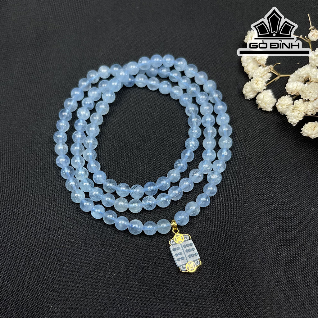 Chuỗi Đá Aquamarine Đường Kính Hạt 5,5 (mm)