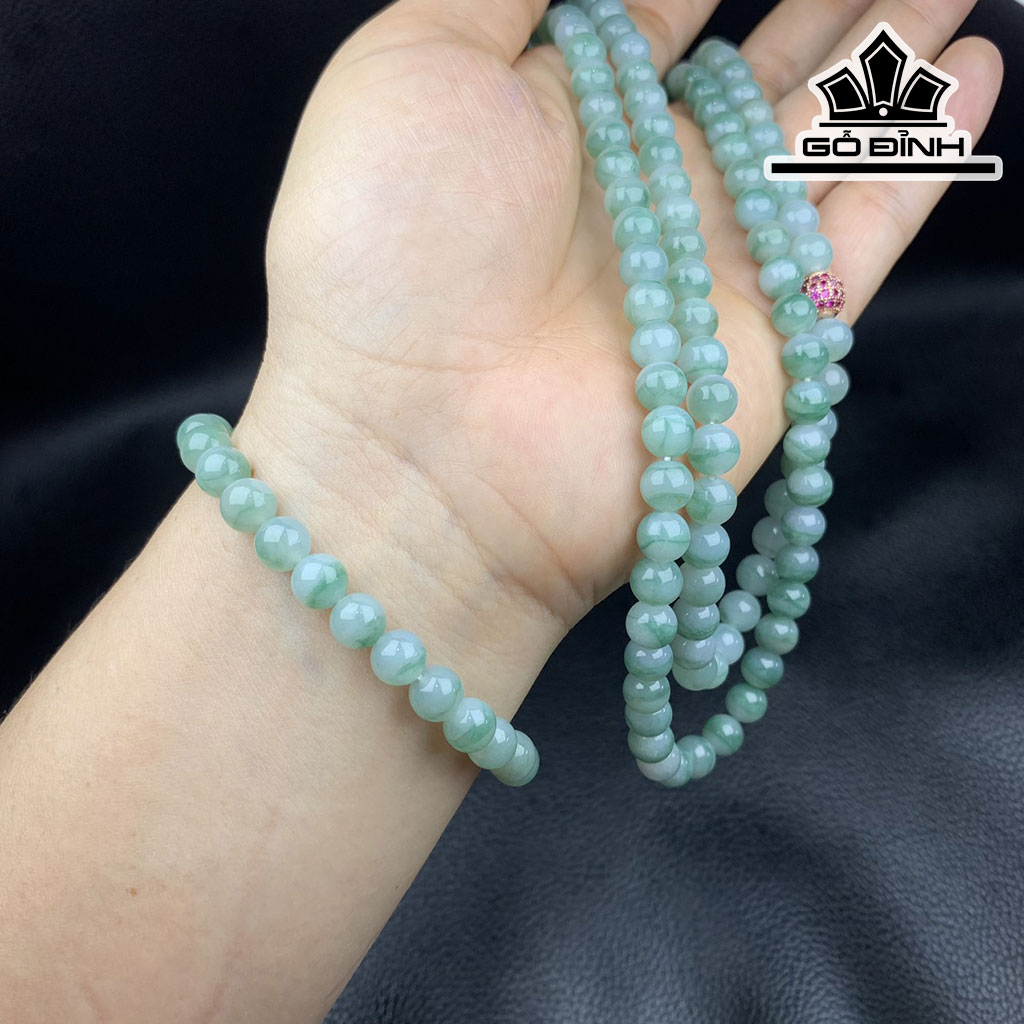 Chuỗi Sợi Đá Cẩm Thạch (Jadeite) Đường Kính Hạt 7 (mm)