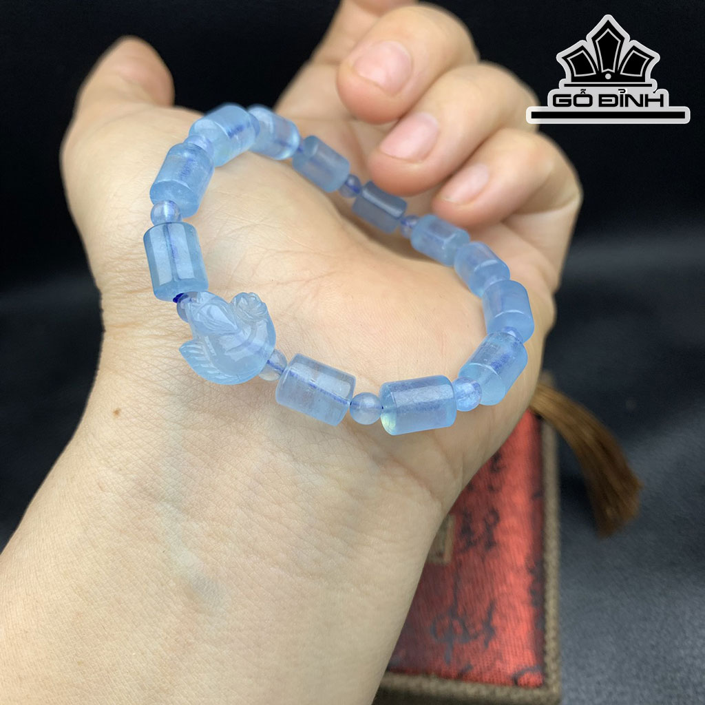 Vòng Tay Đá Aquamarine Đường Kính Hạt 7 (mm)