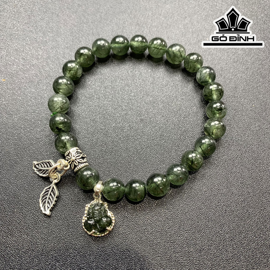 Vòng Tay Đá Thạch Anh Tóc Xanh Đường Kính Hạt 7,1 (mm)