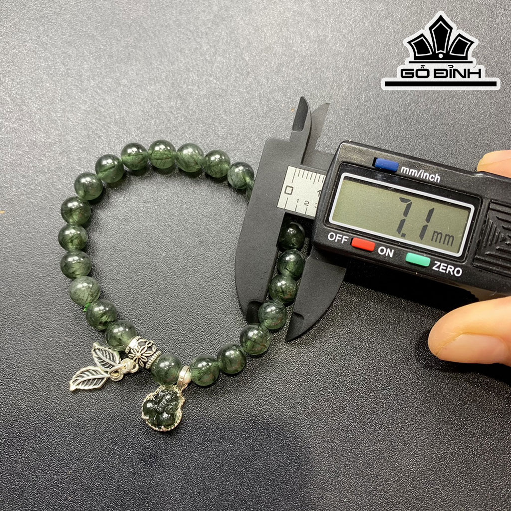Vòng Tay Đá Thạch Anh Tóc Xanh Đường Kính Hạt 7,1 (mm)