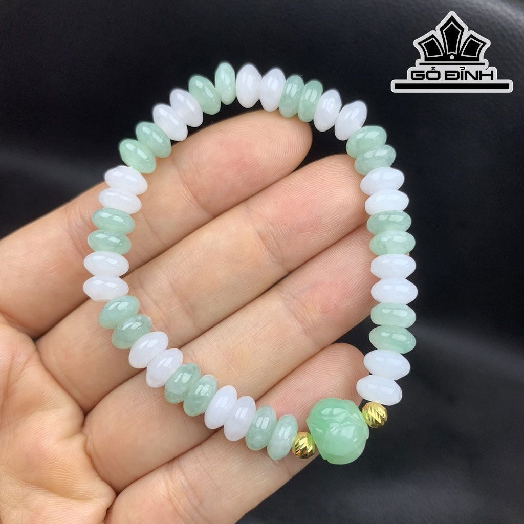 Vòng Tay Đồng Điếu Đá Cẩm Thạch (Jadeite) Đường Kính Hạt 7,5 (mm)