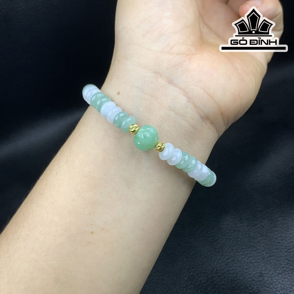 Vòng Tay Đồng Điếu Đá Cẩm Thạch (Jadeite) Đường Kính Hạt 7,5 (mm)