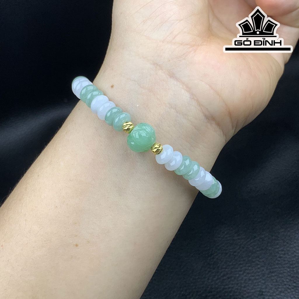 Vòng Tay Đồng Điếu Đá Cẩm Thạch (Jadeite) Đường Kính Hạt 7,5 (mm)