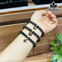 Vòng Tay Túi Tiền Đá Thạch Anh Tóc Đen Đường Kính Hạt 7,7 (mm)