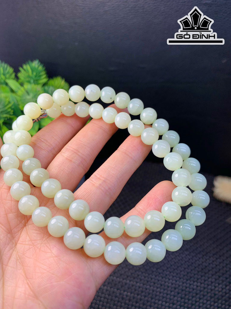 Vòng Tay Đá Ngọc Bích (Nephrite Jade) Đường Kính Hạt 8 (mm)
