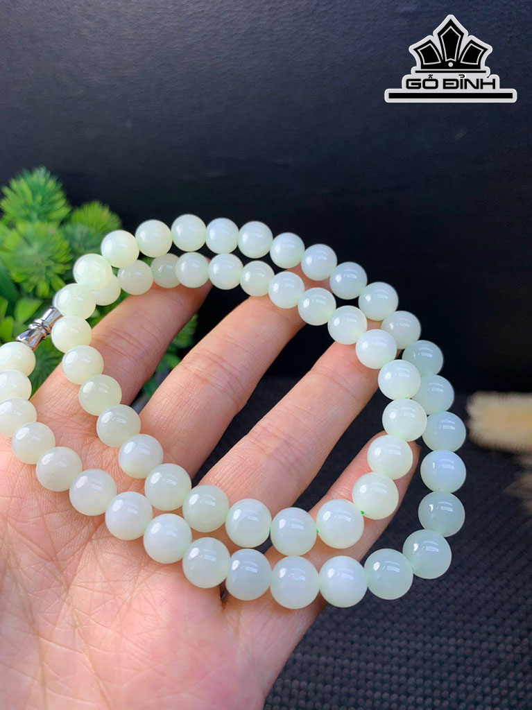 Vòng Tay Đá Ngọc Bích (Nephrite Jade) Đường Kính Hạt 8 (mm)