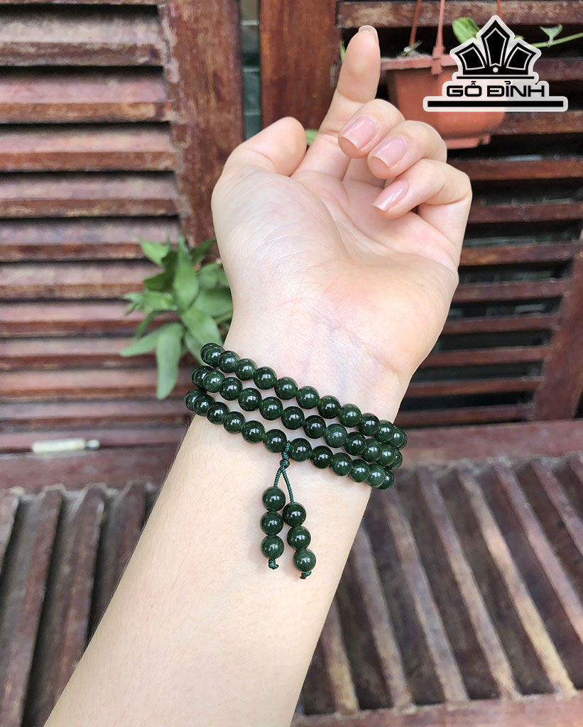 Chuỗi Đá Ngọc Bích (Nephrite Jade) Đường Kính Hạt 6 (mm)