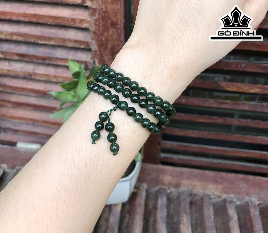 Chuỗi Đá Ngọc Bích (Nephrite Jade) Đường Kính Hạt 6 (mm)