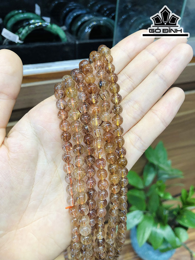 Chuỗi Đá Thạch Anh Tóc Nâu Đường Kính Hạt 6,7 (mm)