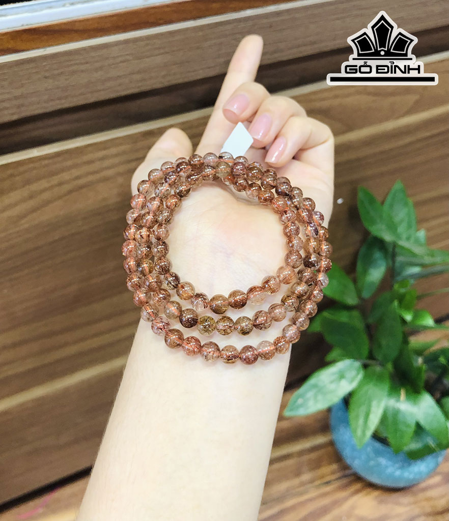 Chuỗi Đá Thạch Anh Tóc Nâu Đường Kính Hạt 6,7 (mm)