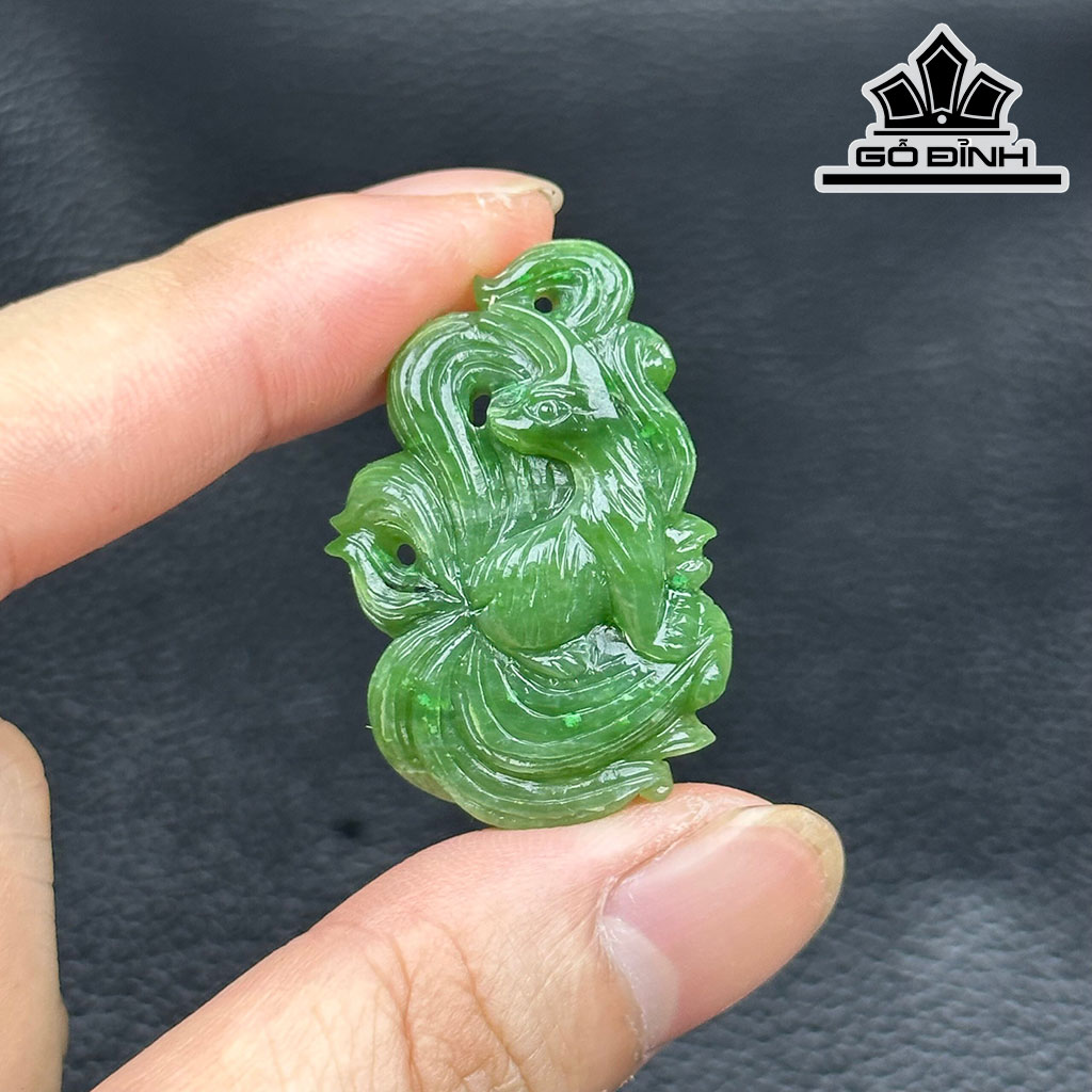 Mặt Dây Chuyền Hồ Ly Đá Ngọc Bích (Nephrite Jade) Cao 37 (mm)