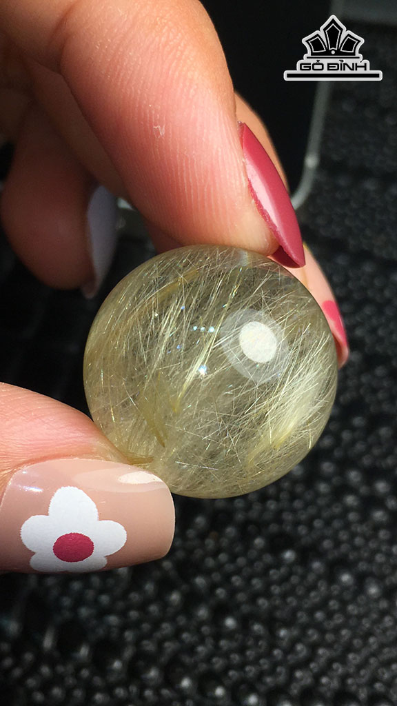 Bi Đá Thạch Anh Tóc Vàng Đường Kính Hạt 20,3 (mm) 12,6gr