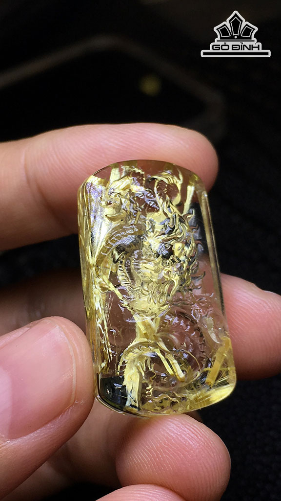 Mặt Dây Chuyền Đá Thạch Anh Tóc Vàng Cao 30,5 Ngang 16,3 Sâu 8,7 (mm) 8,1gr