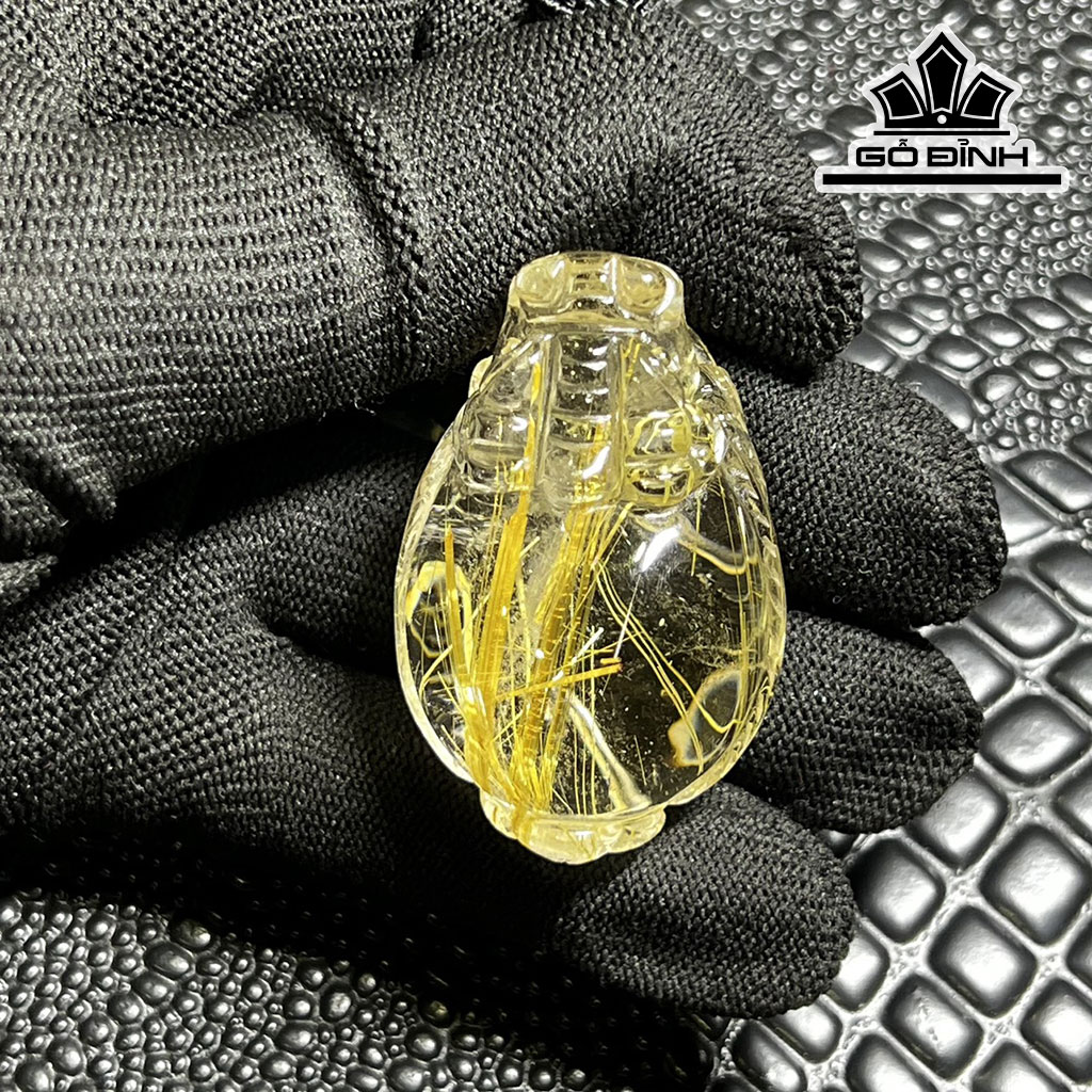 Mặt Dây Chuyền Long Quy Đá Thạch Anh Tóc Vàng Cao 46 Ngang 30,3 Sâu 21,5 (mm) 30gr