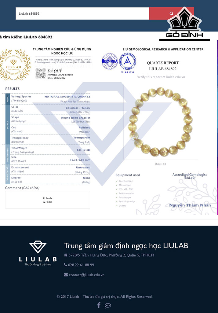 Vòng Tay Đá Thạch Anh Tóc Vàng Đường Kính Hạt 10,33-9,08 (mm) 131.13cts