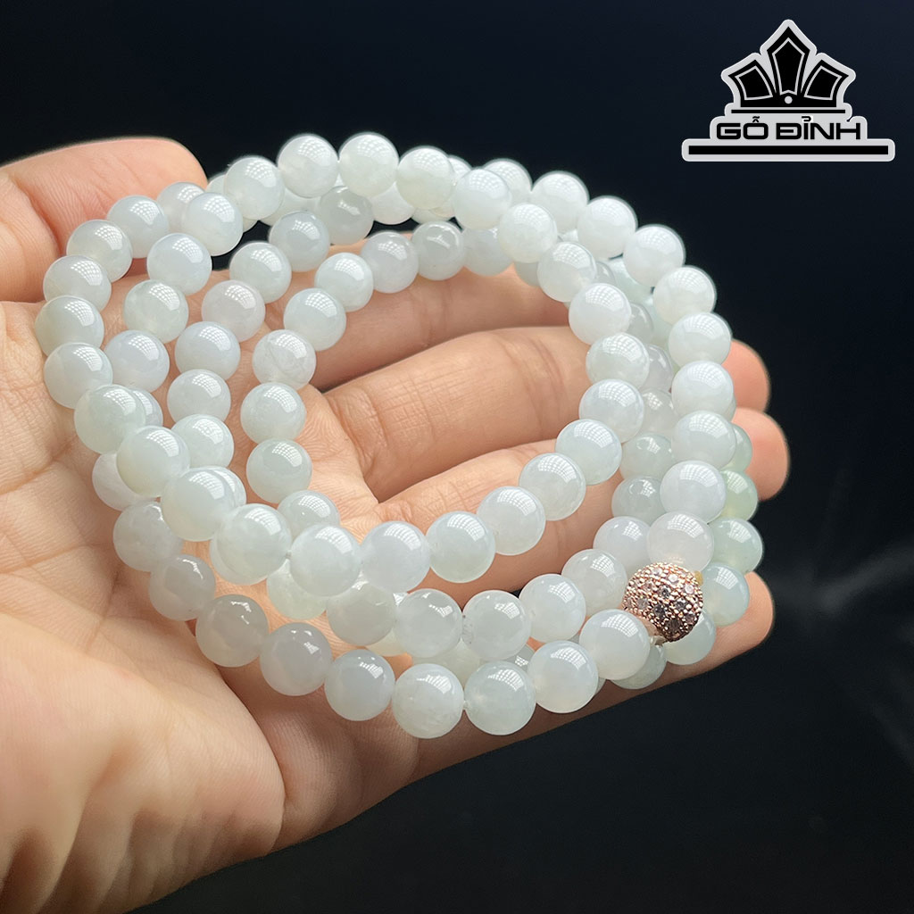 Chuỗi Đá Bạch Ngọc Đường Kính Hạt 7 (mm)