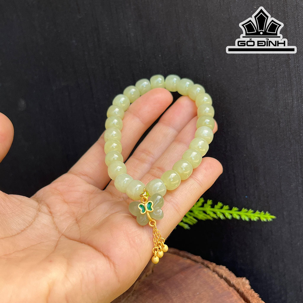 Vòng Tay Đá Ngọc Bích (Nephrite Jade) Đường Kính Hạt 8 (mm)