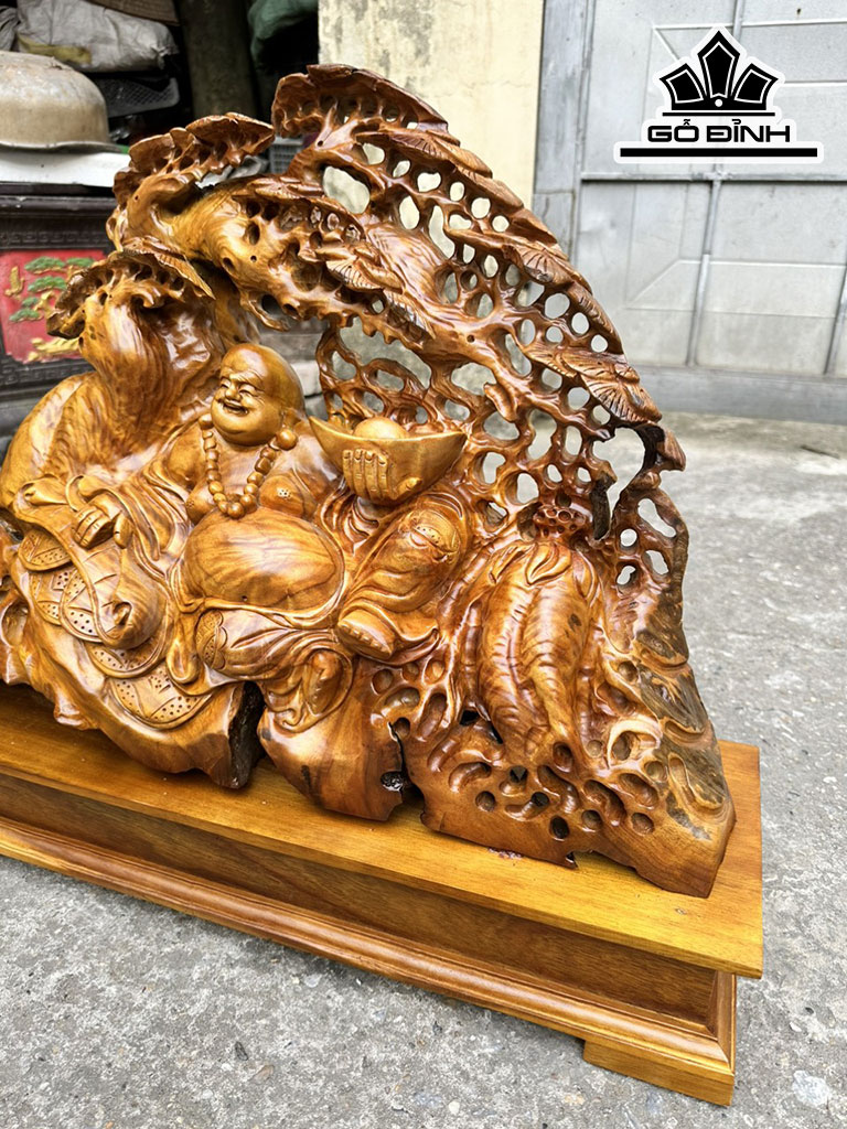 Tượng Phật Di Lặc Gỗ Xá Xị Cao 44 Ngang 63 Sâu 18 (cm)