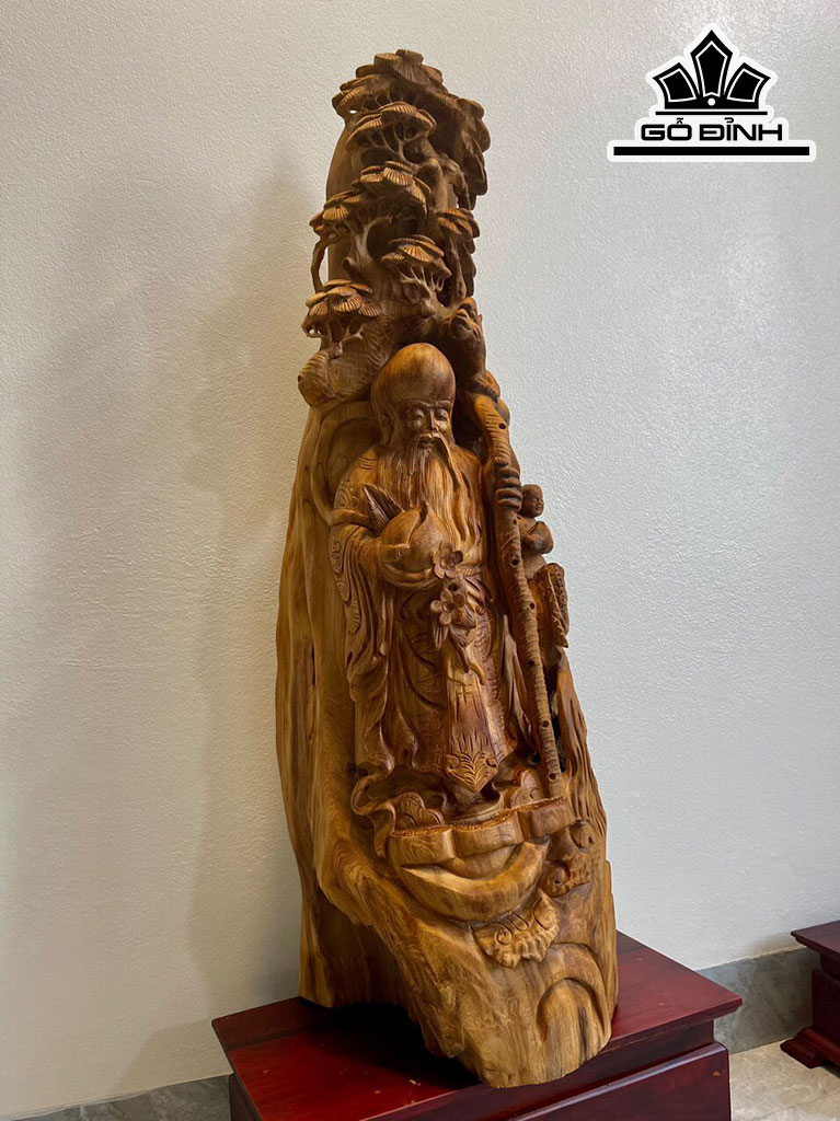 Tượng Ông Thọ Gỗ Ngọc Am Cao 106 Ngang 38 Sâu 27 (cm)