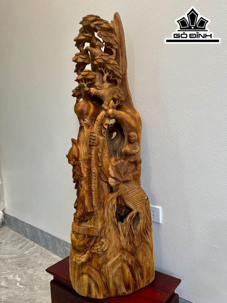 Tượng Ông Thọ Gỗ Ngọc Am Cao 106 Ngang 38 Sâu 27 (cm)