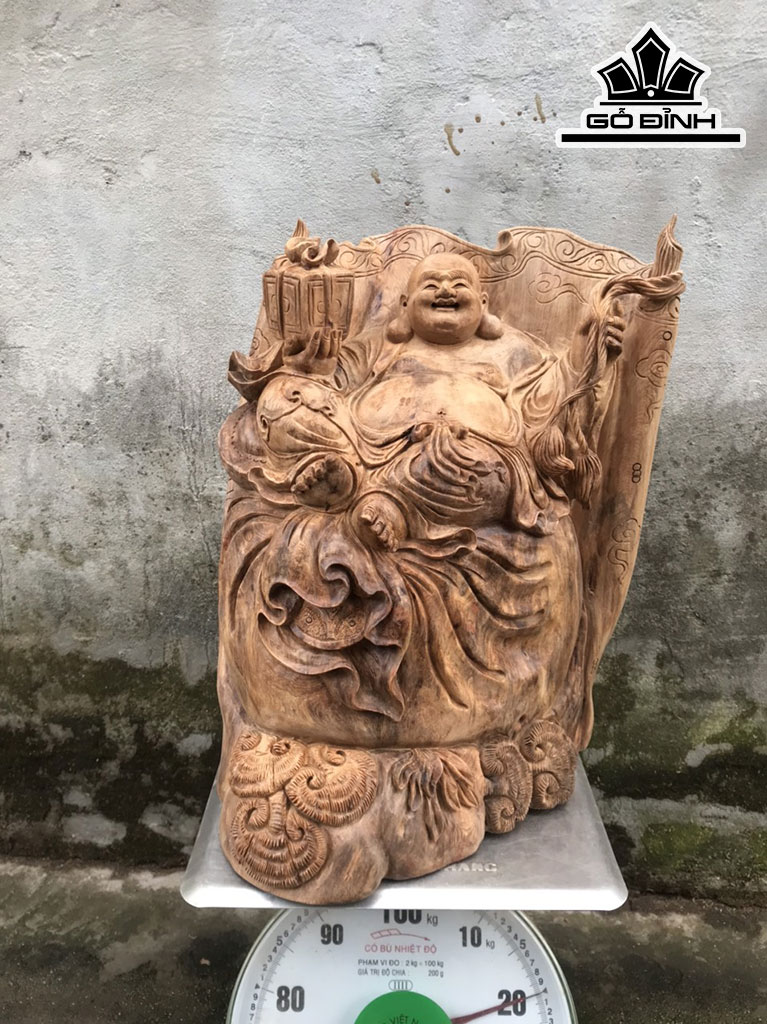 Tượng Phật Di Lặc Gỗ Ngọc Am Cao 46 Ngang 38 Sâu 30 (cm)