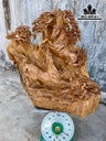 Tượng Song Mã Uyên Ương Gỗ Ngọc Am Cao 82 Ngang 73 Sâu 35 (cm)