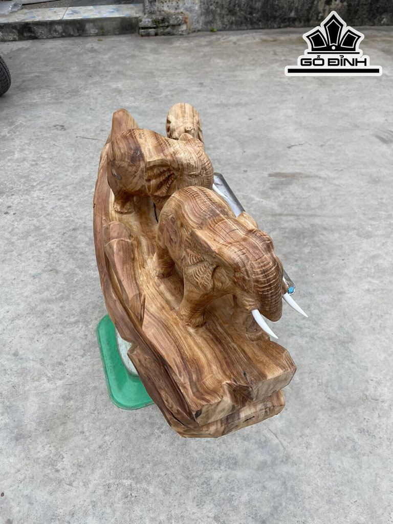 Tượng Voi Gỗ Ngọc Am Cao 28 Ngang 79 Sâu 28 (cm)