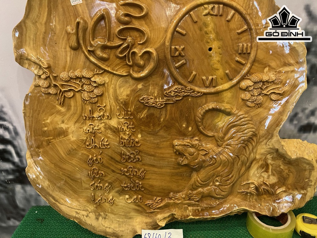 Tranh Chữ Nhẫn Gỗ Nu Nghiến Cao 60 Ngang 68 Sâu 3 (cm)