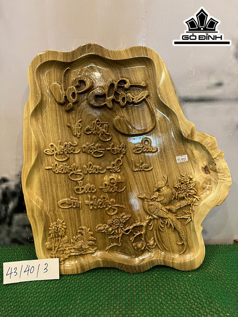 Tranh Chữ Vợ Chồng Gỗ Nu Nghiến Cao 40 Ngang 43 Sâu 3 (cm)