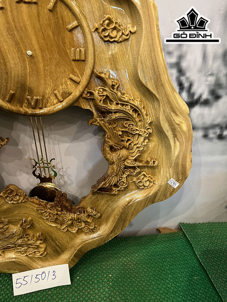 Tranh Đồng Hồ Gỗ Nu Nghiến Cao 50 Ngang 55 Sâu 3 (cm)