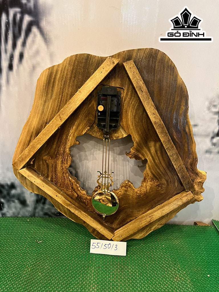 Tranh Đồng Hồ Gỗ Nu Nghiến Cao 50 Ngang 55 Sâu 3 (cm)