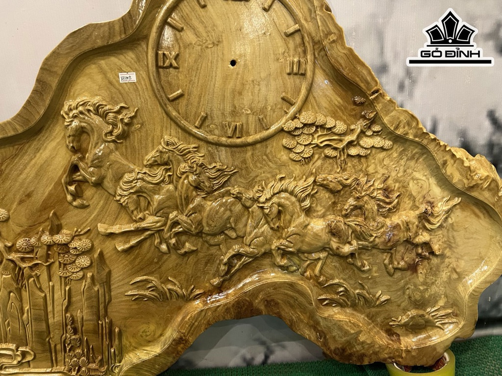 Tranh Đồng Hồ Gỗ Nu Nghiến Cao 70 Ngang 87 Sâu 3 (cm)