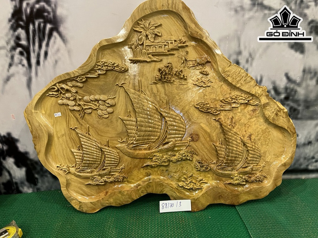 Tranh Thuận Buồm Xuôi Gió Gỗ Nu Nghiến Cao 70 Ngang 88 Sâu 3 (cm)
