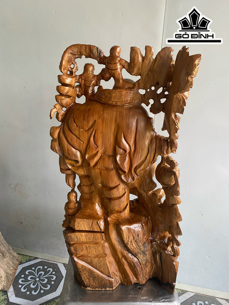 Tượng Phật Di Lặc Gỗ Hương Cao 89 Ngang 47 Sâu 33 (cm)